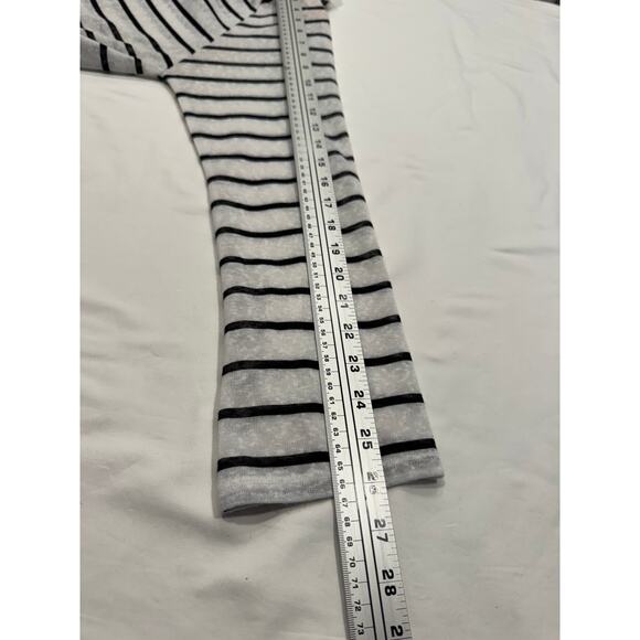 Kona Sol Stripe Swim Cover Up Hoodie Size S White Raglan Kangaroo Pocket Tie Hem - Picture 8 of 8